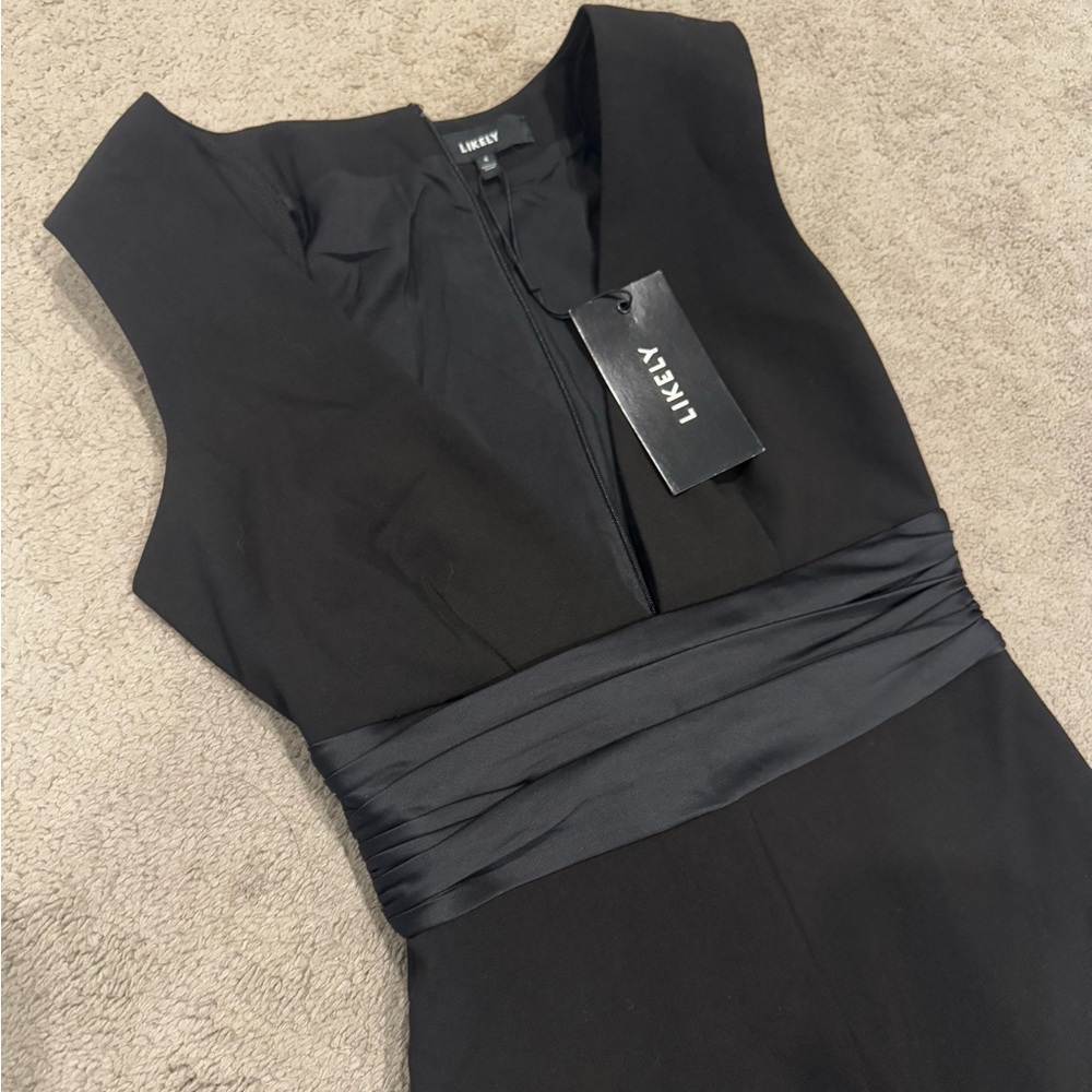 NWT Likely Women's V neck tuxedo style Black Jumpsuit size 4